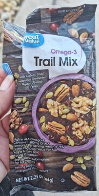 Omega-3 Trail Mix With Walnuts, Dried Sweetened Cranberries, Pepitas, Almonds & Pecans, Omega-3