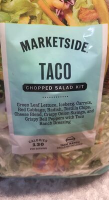 Taco Green Leaf Lettuce, Iceberg Lettuce, Carrots, Red Cabbage, Radish, Crispy Onion Strings, Crispy Bell Peppers, Tortilla Strips, Shredded Cheese And Taco Ranch Dressing Chopped Salad Kit, Taco