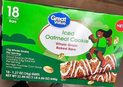 Iced Oatmeal Cookie Whole Grain Baked Bars, Iced Oatmeal Cookie