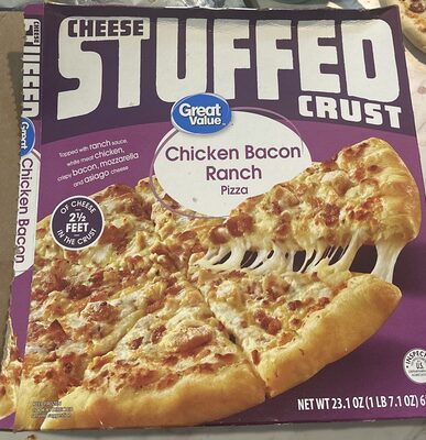 Chicken Bacon Ranch Topped With Ranch Sauce, White Meat Chicken, Crispy Bacon, Mozzarella And Asiago Cheese Stuffed Crust Pizza, Chicken Bacon Ranch