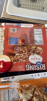Three Meat Topped With Tomato Sauce, Mozzarella Cheese, Pepperoni, Sausage And Beef Rising Crust Pizza, Three Meat