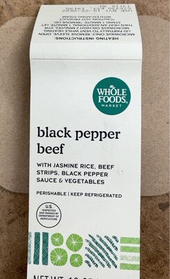 Black Pepper Beef With Jasmine Rice, Beef Strips, Black Pepper Sauce & Vegetables, Black Pepper Beef
