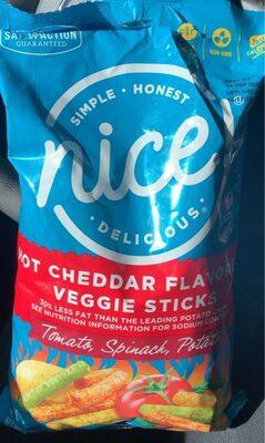 Hot Cheddar Flavored Tomato, Spinach, Potato Veggie Sticks, Hot Cheddar