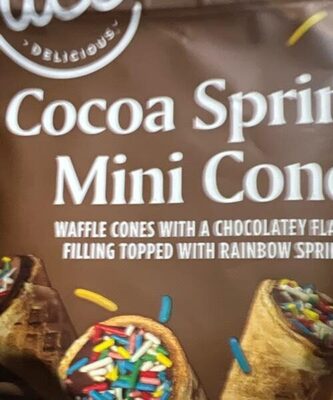 Waffle Cones With A Chocolatey Flavored Filling Topped With Rainbow Sprinkles, Waffle Cones With A Chocolatey