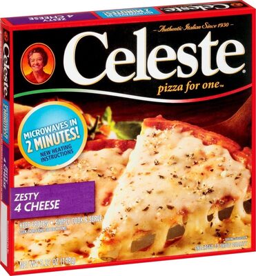 Celeste Zesty 4 Cheese Pizza for One, Individual Microwavable Frozen Pizza, 5.22 oz.