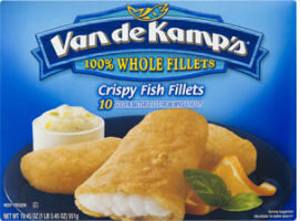 Van de Kamp's Crispy Battered 100% Whole Fish Fillets, Frozen, 19.45 oz. 10-Count