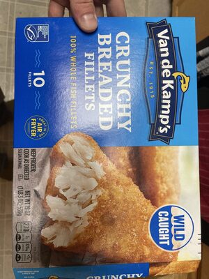 Van de Kamp's Crunchy Breaded 100% Whole Fish Fillets, Frozen, 19 oz. 10-Count