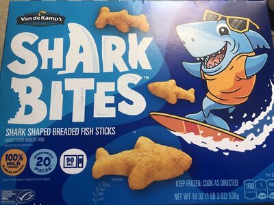 Van de Kamp's Shark Bites, Shark Shaped Breaded Fish Sticks, Frozen Meal, 19 oz.