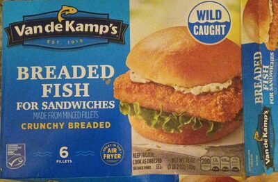 Van de Kamp's Crunchy Breaded Fish Sandwich Fillets, Made With Fish, Frozen, 18 oz. 6-Count