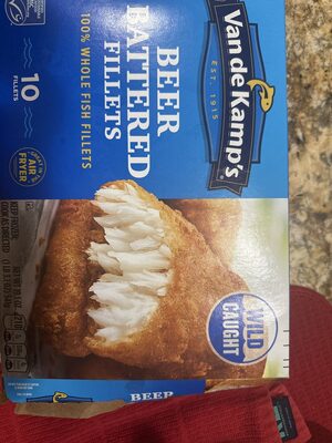 Van de Kamp's Crispy Beer Battered 100% Whole Fish Fillets, Frozen, 19.1 oz. 10-Count