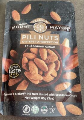 Ecuadorian Cacao Sprouted & Slodry Pili Nuts Dusted With Ecuadorian Cacao, Ecuadorian Cacao