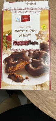 Gingerbread Cookies Covered In Dark Chocolate Star, Heart & Pretzel Shaped Lebkuchen, Dark Chocolate