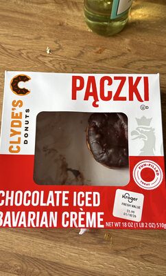 Chocolate Iced Bavarian Creme Paczki Donuts, Chocolate Iced Bavarian Creme Paczki