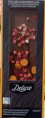 Milk Chocolate With Orange Pastilles Strawberries And Raspberries Bar, Milk Chocolate With Orange Pastilles Strawberries And Raspberries
