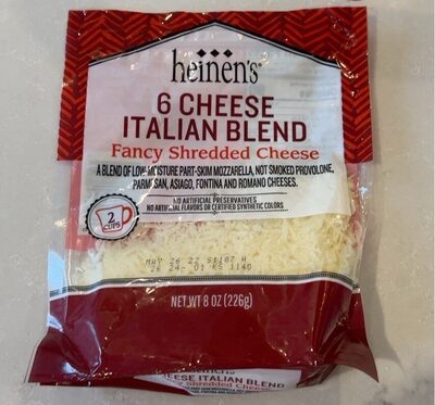 6 Cheese Italian Blend A Blend Of Low-Moisture Part-Skim Mozzarella, Provolone, Parmesan, Asiago, Fontina And Romano Cheeses Fancy Shredded Cheese, 6 Cheese Italian Blend