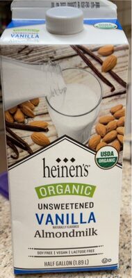 Unsweetened Vanilla Flavored Organic Almondmilk, Unsweetened Vanilla