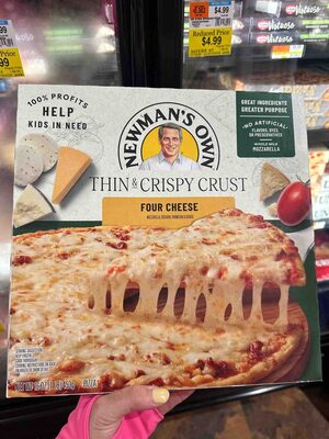 Thin And Crispy Crust Four Cheese Pizza, Mozzarella; Cheddar; Parmesan; Asiago