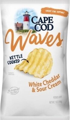 Cape Cod Waves Potato Chips, Wavy Cut White Cheddar & Sour Cream Kettle Chips, 7 Oz