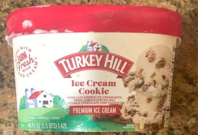Ice Cream Cookie Vanilla Flavored Premium Ice Cream With Vanilla Bean Specks And Double Chocolate Chip Cookies, Ice Cream Cookie