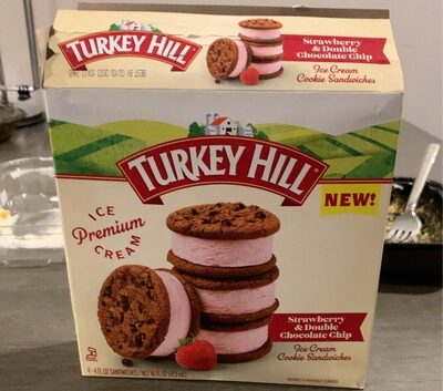 Strawberry & Double Chocolate Chip Premium Ice Cream Cookie Sandwiches, Strawberry; Double Chocolate Chip