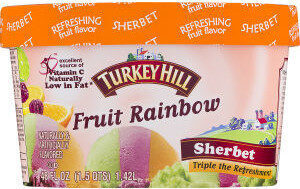 Fruit Rainbow Sherbet, Raspberry; Orange; Lemon-Lime