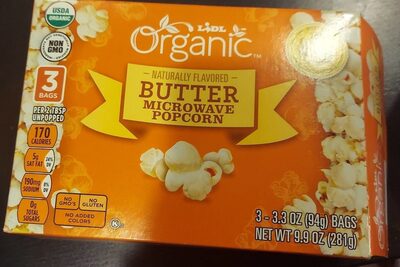 Butter Organic Microwave Popcorn, Butter