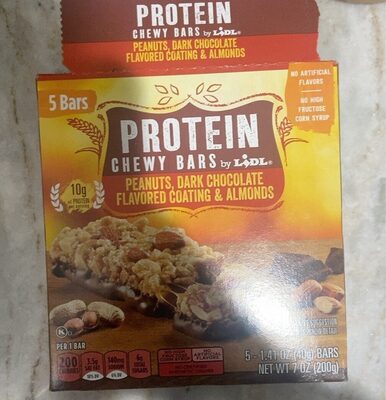 Peanuts, Dark Chocolate Flavored Coating & Almonds Chewy Protein Granola Bars, Peanuts, Dark Chocolate Flavored Coating & Almonds