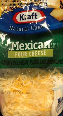 Mexican Style Four Cheese Shredded Monterey Jack, Cheddar. Asadero & Queso Quesadilla Cheeses, Mexican Style Four Cheese
