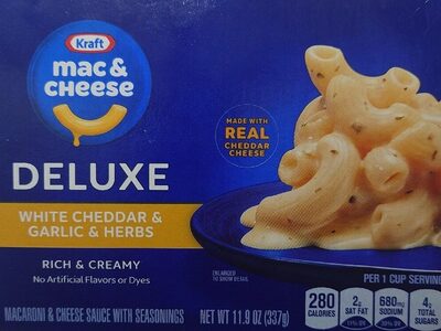 Deluxe White Cheddar & Garlic & Herbs Macaroni & Cheese Dinner, Deluxe White Cheddar & Garlic & Herbs
