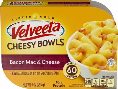Velveeta Cheesy Bowls Bacon Mac & Cheese, 9 Oz