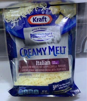 Italian Five Cheese Shredded Low-Moisture Part-Skim Mozzarella, Provolone, Parmesan, Asiago, And Romano Cheeses With Cream Cheese, Italian Five Cheese