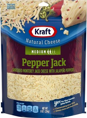 Pepper Jack Shredded Monterey Jack Cheese With Jalapeno Peppers, Pepper Jack