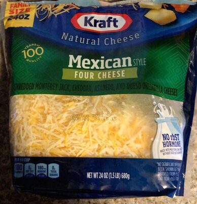 Four Cheese Mexican Style Shredded Monetrey Jack, Cheddar, Asadero, And Queso Quesadilla Cheeses, Four Cheese