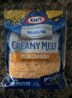 Mild Cheddar Creamy Melt Shredded Cheddar Cheese With Cream Cheese, Mild Cheddar