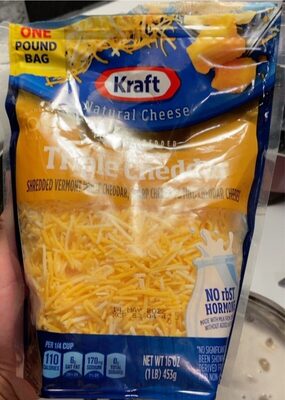 Triple Cheddar Shredded Vermont White Cheddar, Sharp Cheddar & Mild Cheddar Cheeses, Triple Cheddar