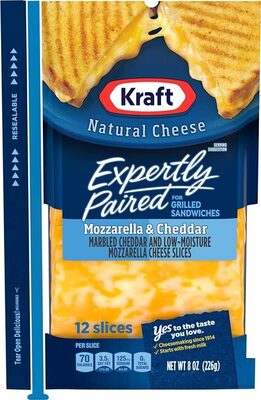 Mozzarella & Cheddar Marbled Cheddar And Low-Moisture Mozzarella Cheese Slices, Mozzarella & Cheddar