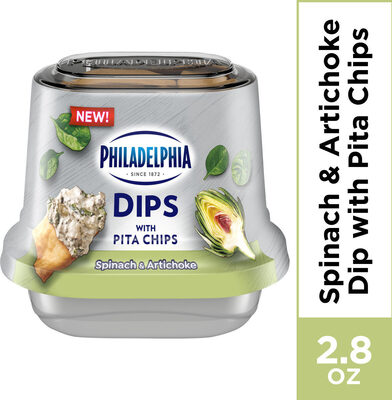 Spinach & Artichoke Cream Cheese Dip And Pita Chips, Spinach & Artichoke