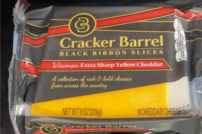 Wisconsin Extra Sharp Yellow Cheddar Black Ribbbon Cheese Slices, Wisconsin Extra Sharp Yellow Cheddar
