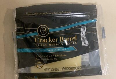 California Smoked Provolone Black Ribbon Cheese Slices, California Smoked Provolone