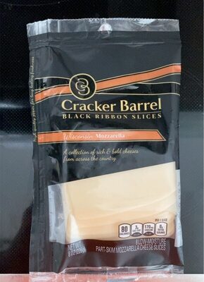 Wisconsin Mozzarella Part-Skim Low-Moisture Cheese Black Ribbon Slices, Wisconsin Mozzarella
