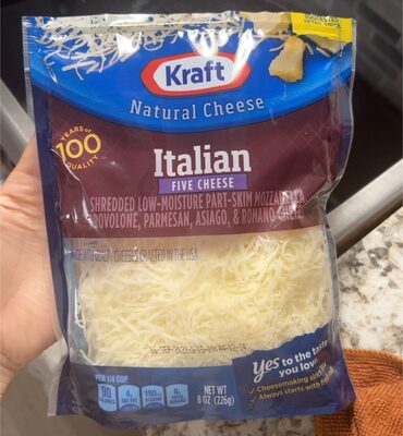 Italian Five Cheese Shredded Low-Moisture Part-Skim Mozzarella, Provolone, Parmesan, Asiago, & Romano Cheeses, Italian Five Cheese