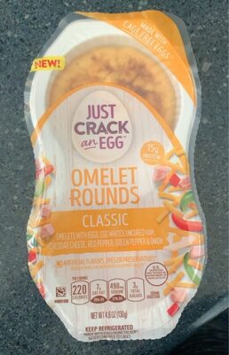 Classic Omelets With Eggs, Egg Whites, Uncured Ham, Cheddar Cheese, Red Pepper, Green Pepper & Onion Omelet Rounds, Classic