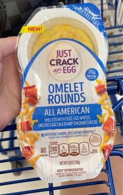 All American Omelets With Eggs, Egg Whites, Uncured Bacon & Sharp Cheddar Cheese Omelet Rounds, All American