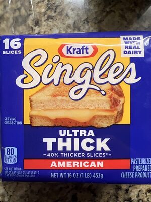 American Ultra Thick Slices Pasteurized Prepared Cheese Product Singles, American