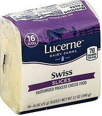 Swiss Flavored Pasteurized Prepared Cheese Slices, Swiss