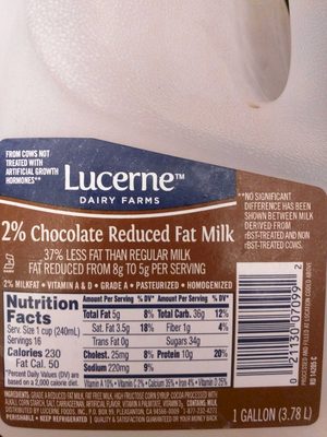 Chocolate 2% Reduced Fat Milk, Chocolate