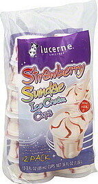 Strawberry Sundae Vanilla Ice Cream With Strawberry Sauce Ice Cream Cups, Strawberry Sundae