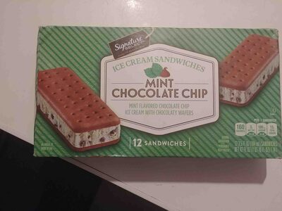 Mint Chocolate Chip Ice Cream With Chocolate Wafers Sandwiches, Mint Chocolate Chip