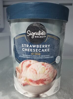 Strawberry Cheesecake Ice Cream With Cheesecake Pieces & A Strawberry Flavored Swirl, Strawberry Cheesecake