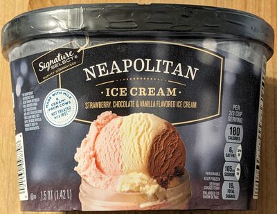 Neapolitan Strawberry, Chocolate & Vanilla Flavored Ice Cream, Neapolitan